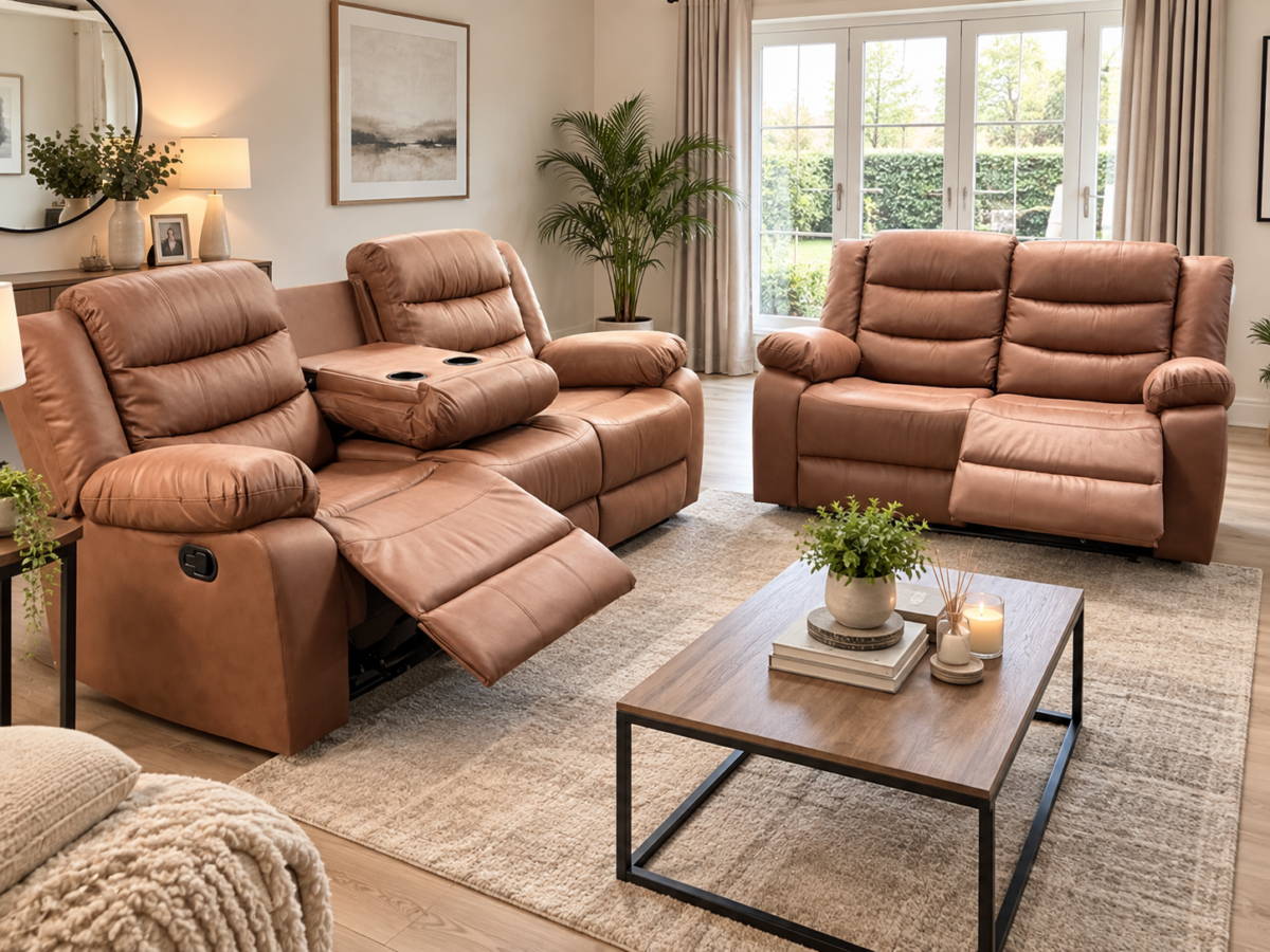 Tan Reclining 3 Seater + 2 Seater set